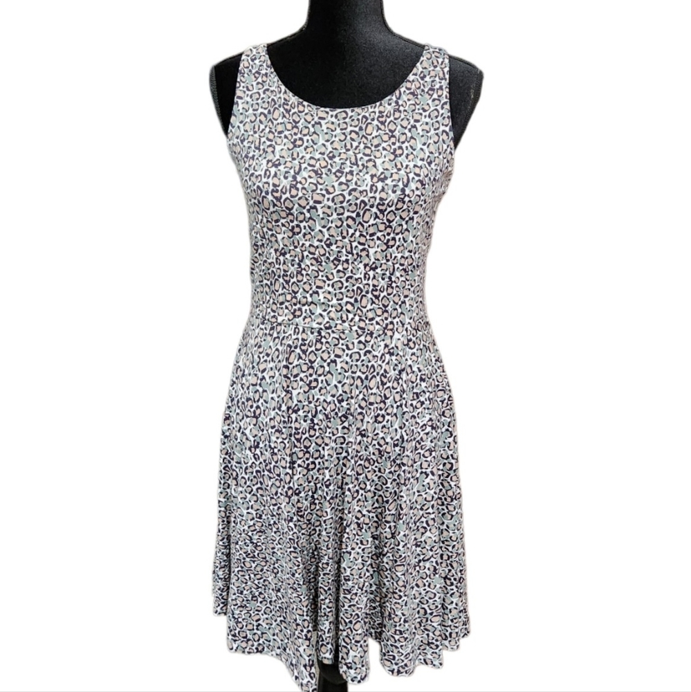 Nicole Miller New York Women Casual Dress Multicolor Rayon Round Neck M